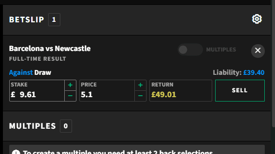 Placeholder for Smarkets lay bet screenshot